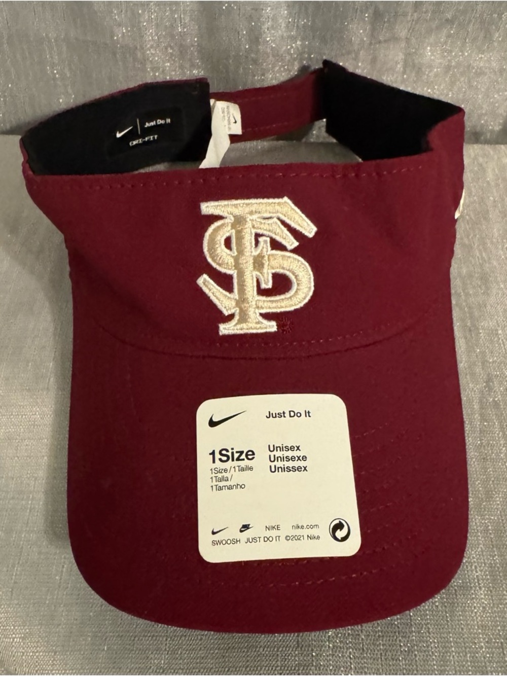 Maroon Florida State Seminoles Adjustable Nike Visor FS Logo One Size